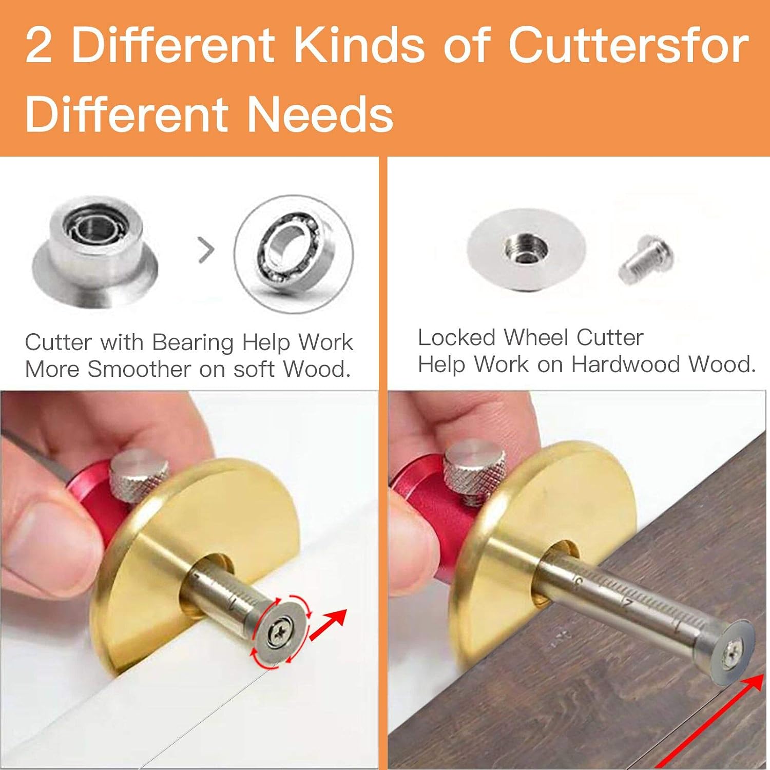 Dovetail Marking Jig Wheel Marking Gauge Tool Set, 1 Woodworking Pencil,1 Wheel Cutter for Hardwood,1 Bearing Wheel