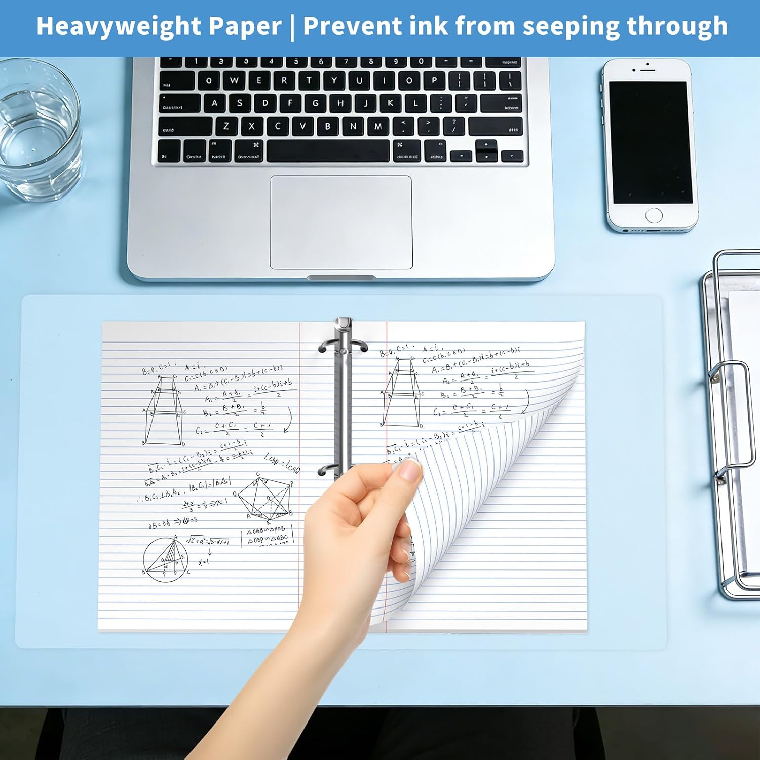 130 Sheets Loose Leaf Paper College Ruled Notebook Paper 8 x 10.5 in White