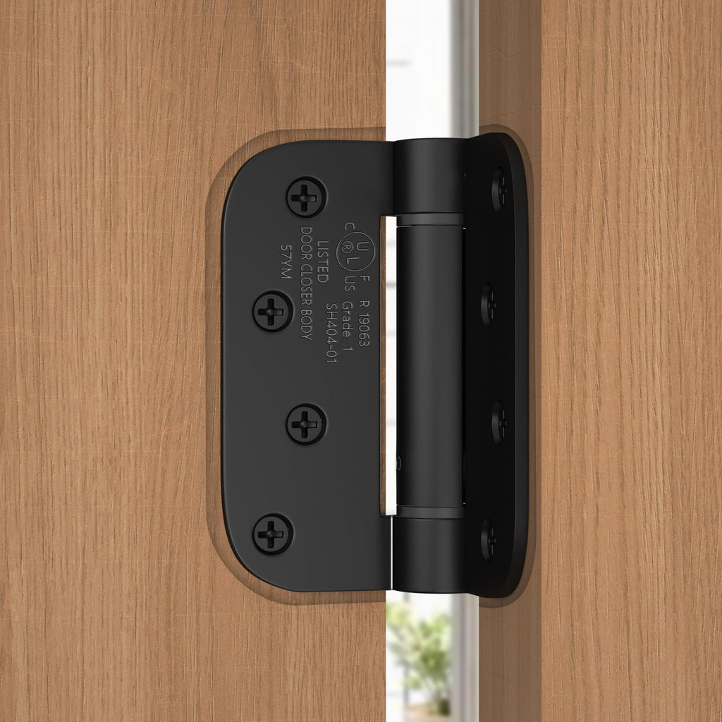 3 Pack Self Closing Door Hinges 4 Inch Black 5/8" Radius Corners