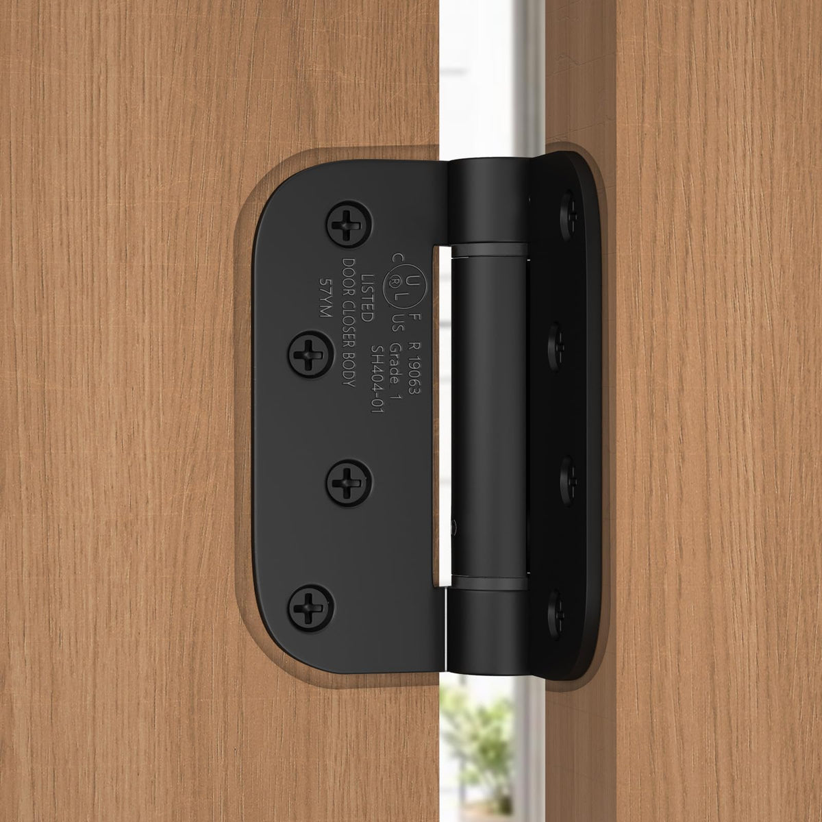 3 Pack Self Closing Door Hinges 4 Inch Black 5/8" Radius Corners