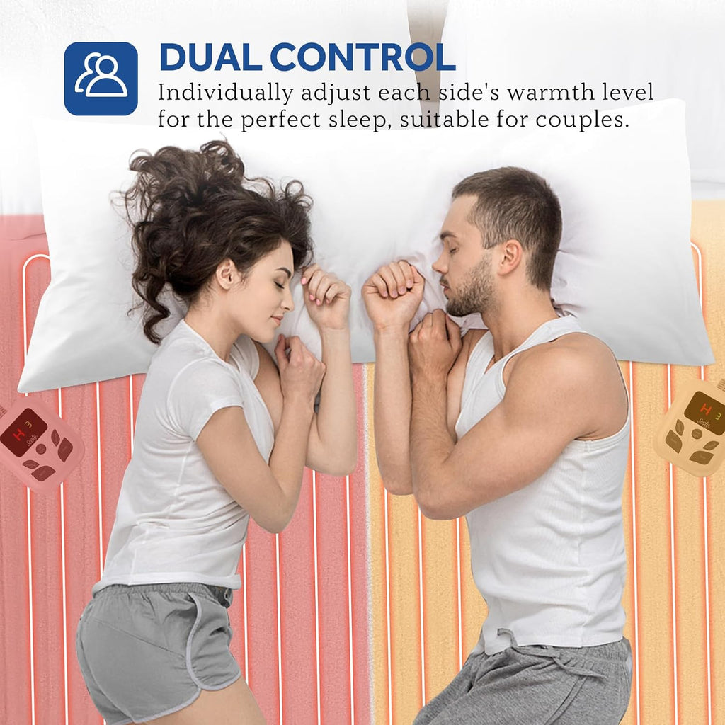 Heated Mattress Pad King Size with Dual Control 10 Heated Settings | with Auto Shut Off 1-9 Hours| Fit Up to 15"-17"