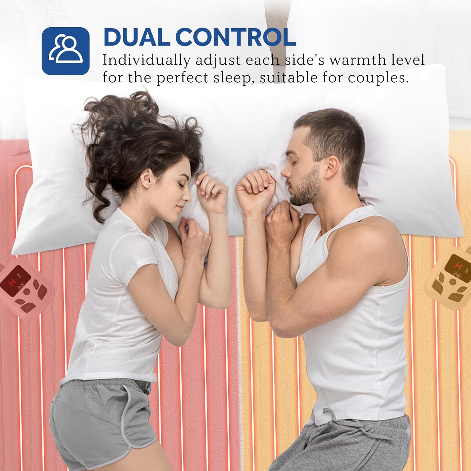Heated Mattress Pad King Size with Dual Control 10 Heated Settings | with Auto Shut Off 1-9 Hours| Fit Up to 15"-17"