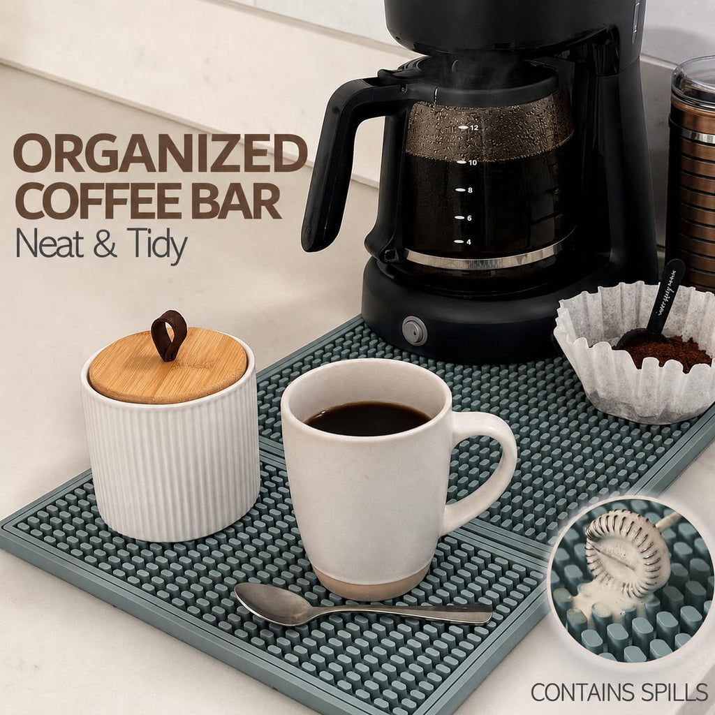Rubber Bar Mat – Non-Slip Spill & Drip Mat for Bartending, Coffee Bar & Kitchen Countertop, Thick Durable Counter