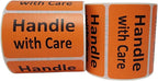 Handle with Care Labels Orange 2.5x1.5-inch Handling Fragile Adhesive Stickers 1 Roll with 500 Labels