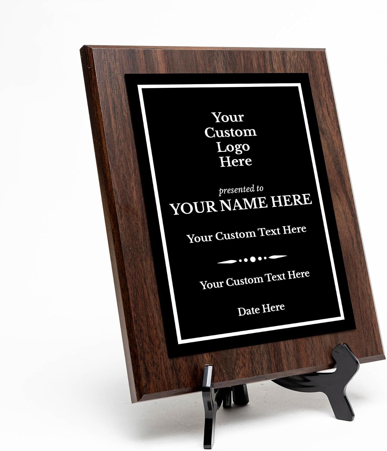 Custom Logo Wooden Award Plaque | Easel Mount Option | Upload Your Logo | Recognition of Achievement and Service