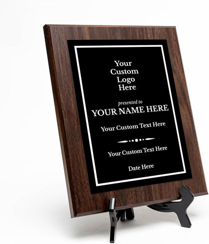 Custom Logo Wooden Award Plaque | Easel Mount Option | Upload Your Logo | Recognition of Achievement and Service