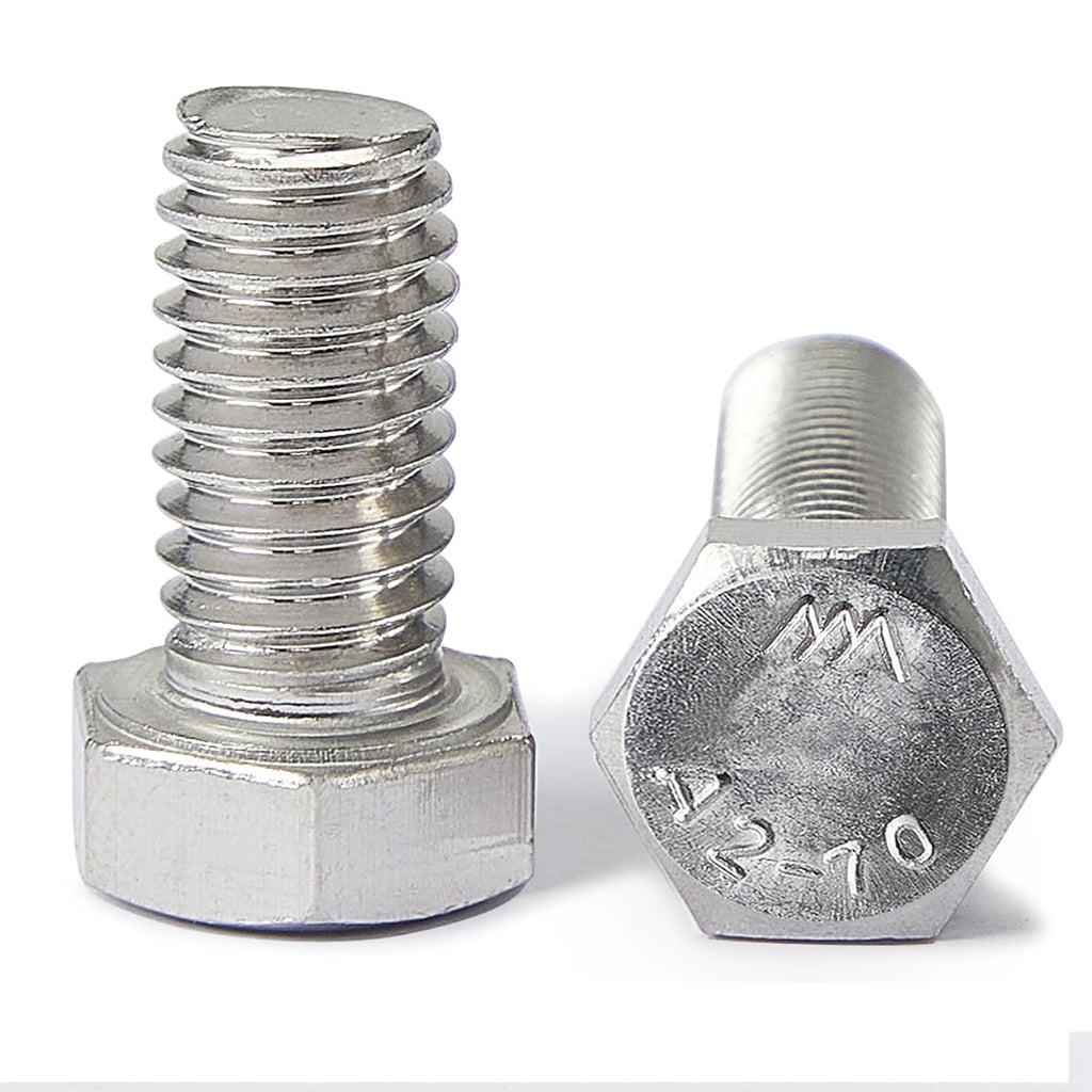 M10-1.5 x 20mm 10Pcs Hex Bolts, Hexagon Head Screws, 304 Stainless Steel(A2-70), Metric Fully Thread, Bright Finish