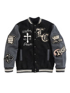 Men's Letter Graphic Color Block Y2k Varsity Jacket