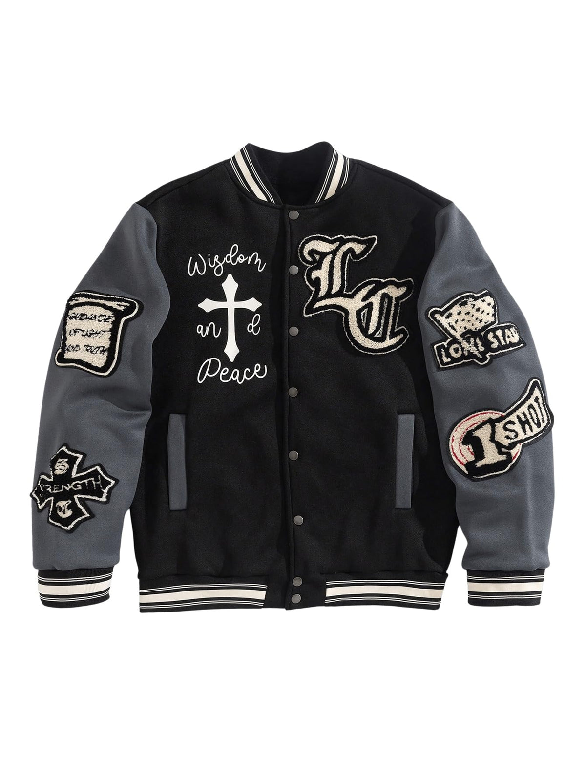 Men's Letter Graphic Color Block Y2k Varsity Jacket