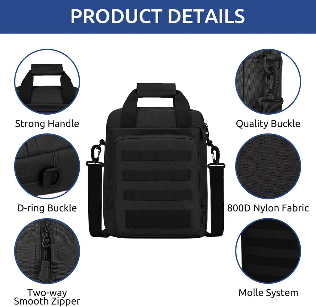 Tactical Messenger Bag, Tactical Briefcase Laptop Bag Heavy Duty MOLLE Shoulder Pack Handbag for Men(Patch Included)