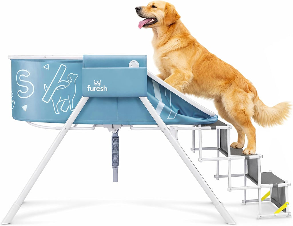 Foldable Dog Washing Station for Large Dogs with Stairs
