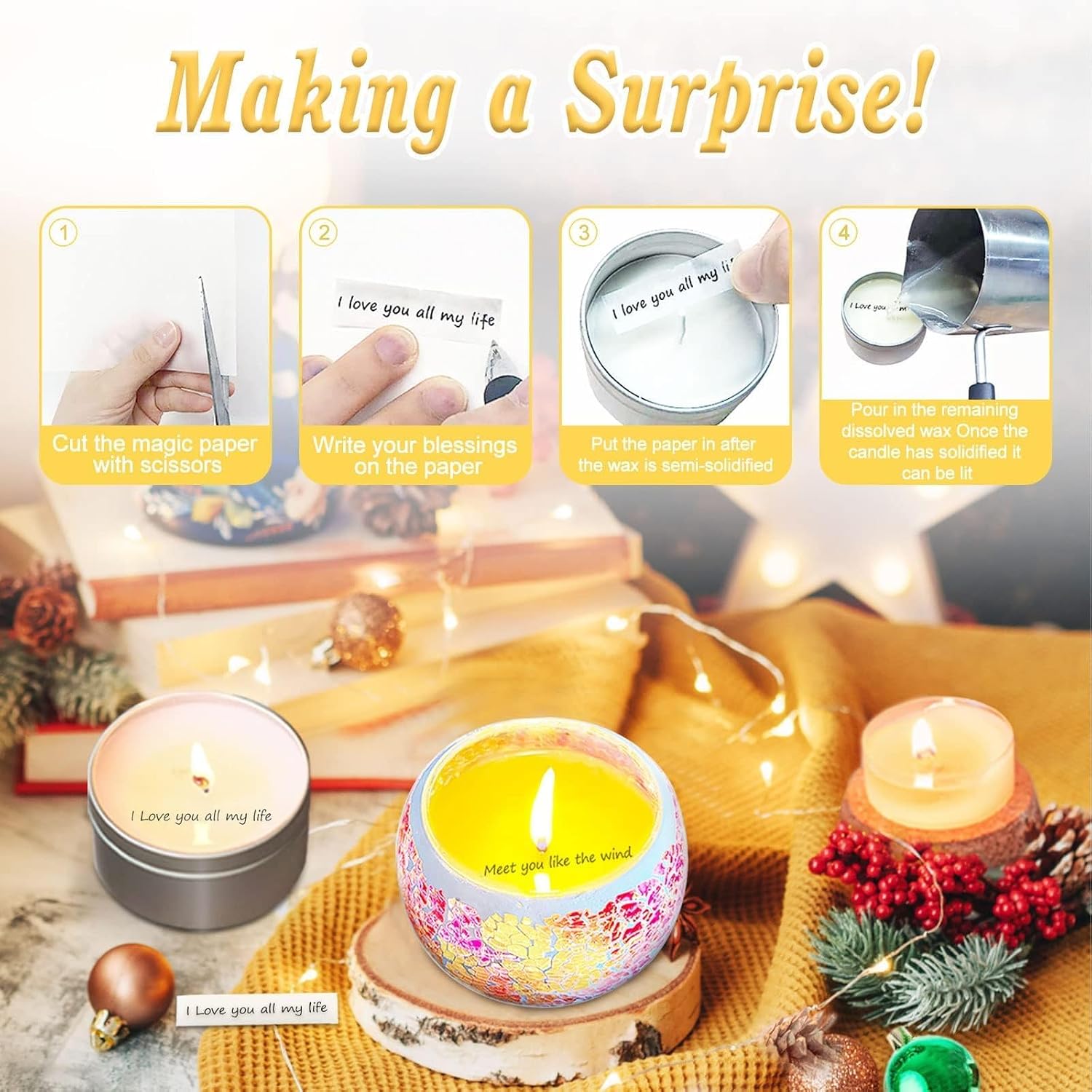 Candle Making Kit,Candle Making Supplies Include 2.12lb Soy Wax for Candle Making,Candle Wax Dyes,Candle Wicks