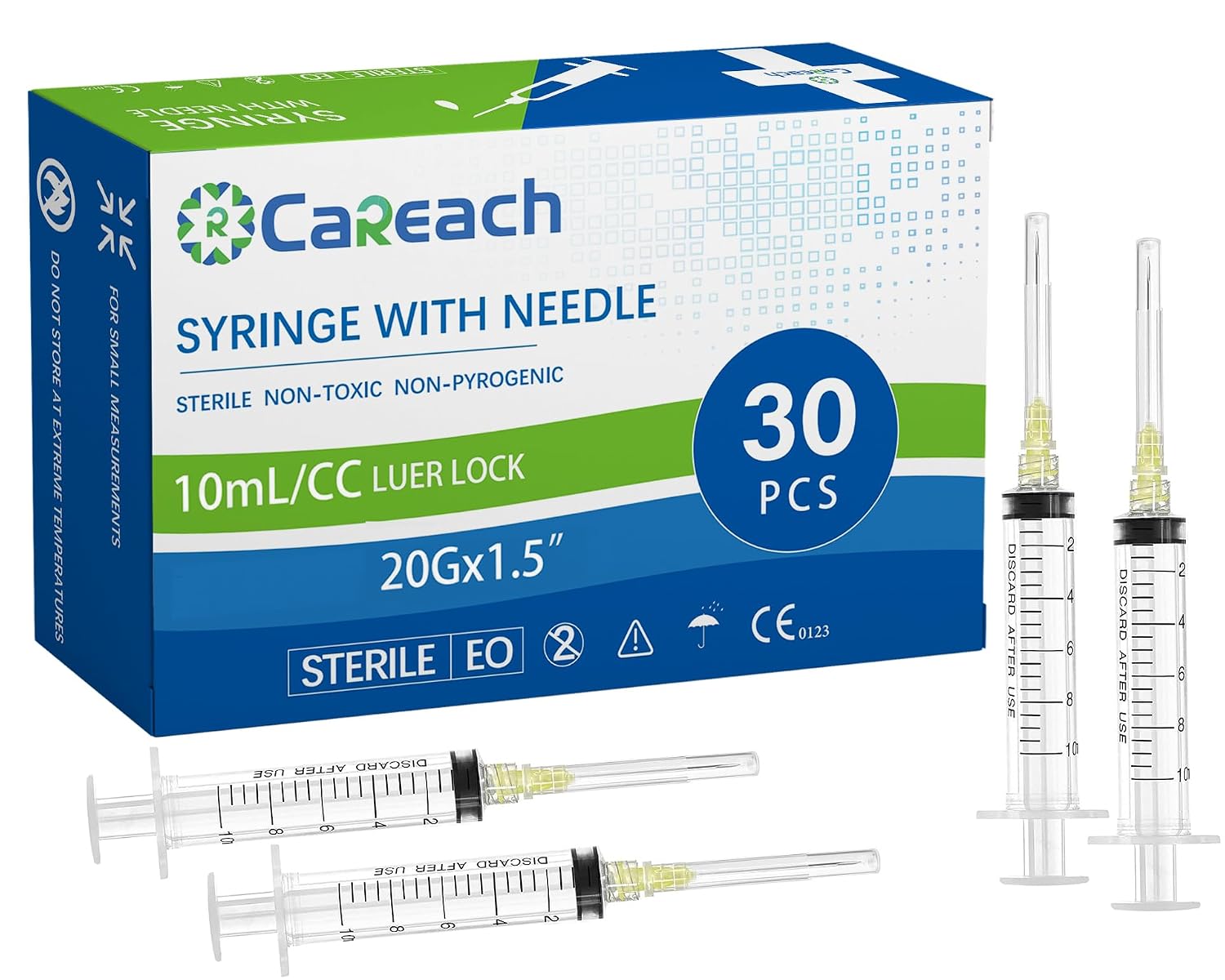 30 Packs 10mL Syringe with Needle 20 Gauge 1.5inch | Luer Lock Refilling Inks Individually Packaged