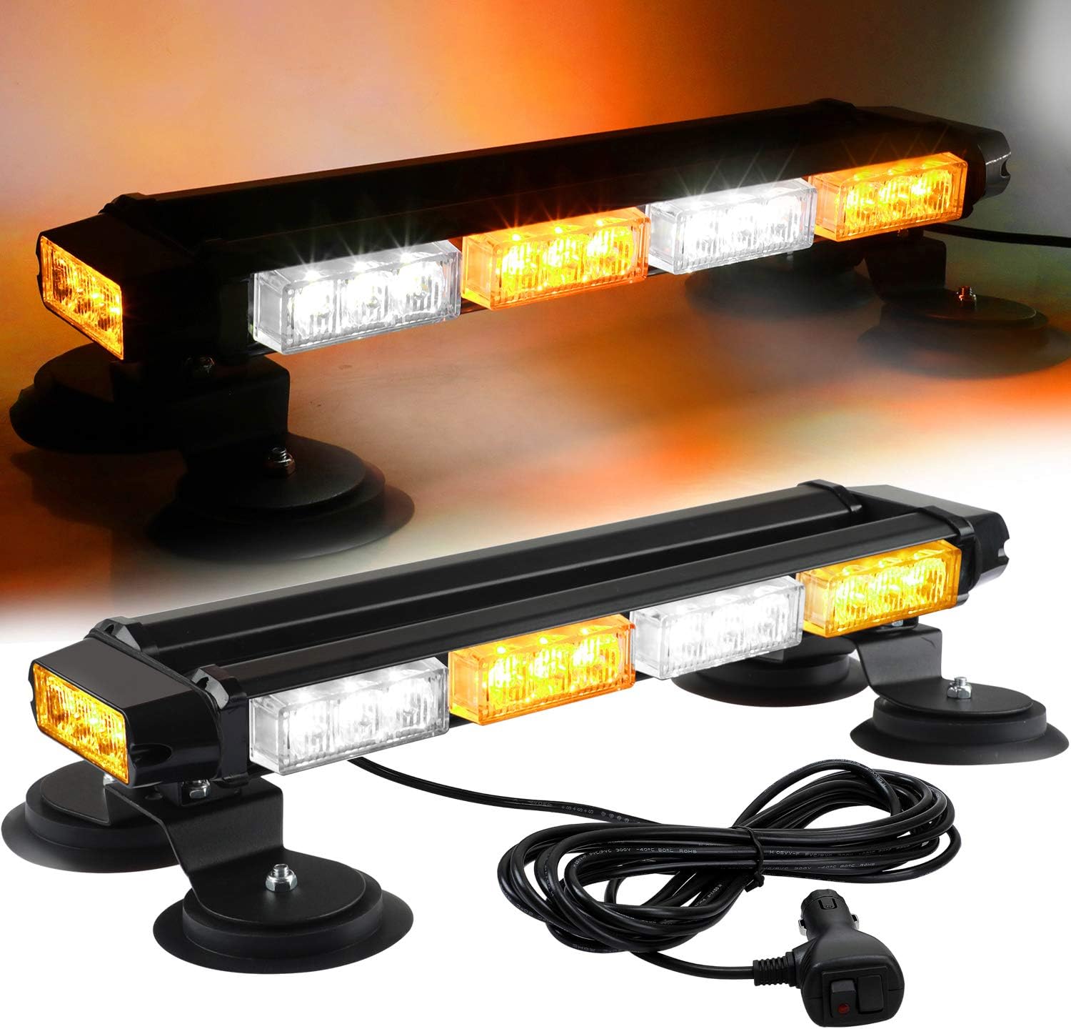 16.8 Inch LED Strobe Flashing Light Bar, 26 Flashing Modes High Intensity Emergency Hazard Warning Beacon Lights with