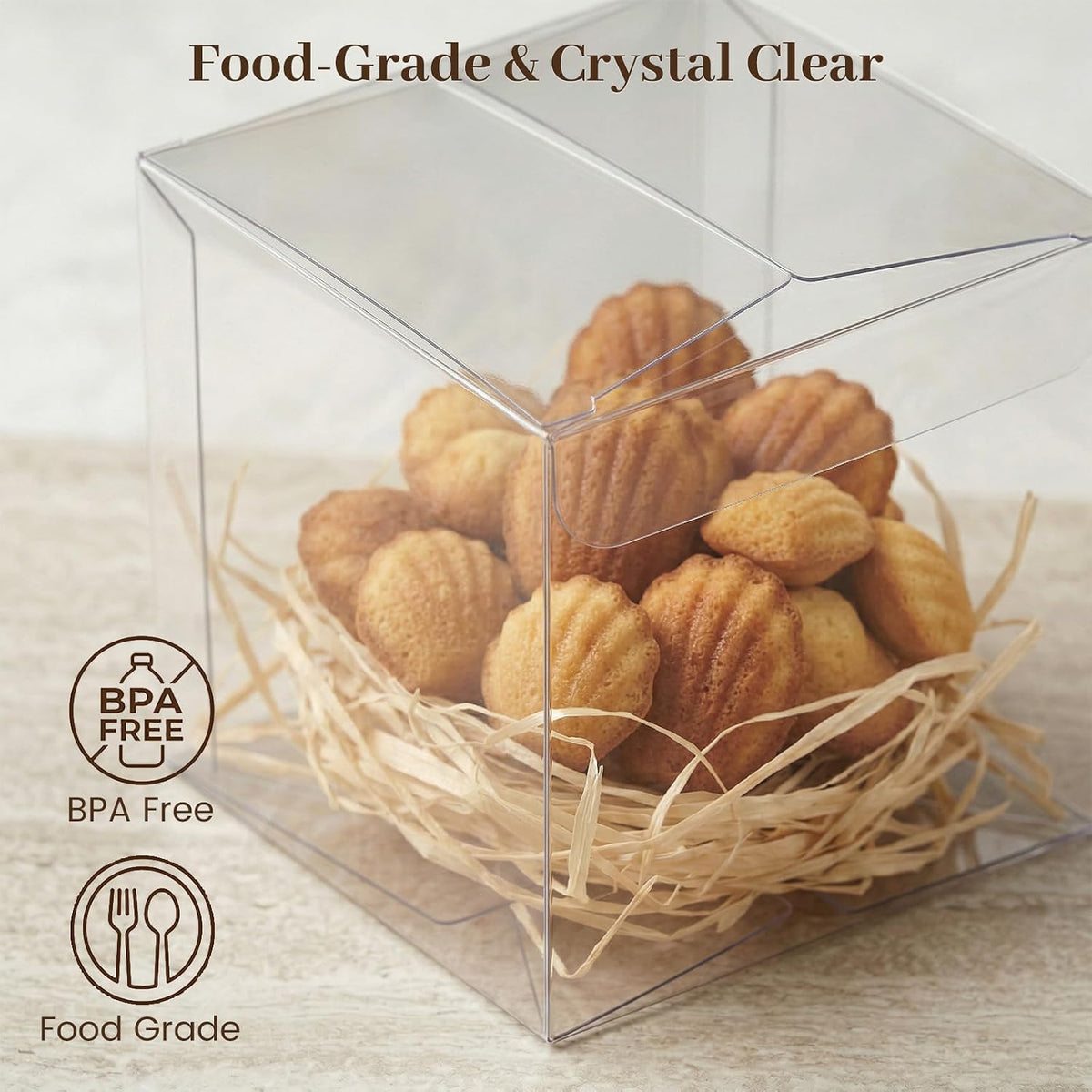 45 PCS Clear Favor Boxes, Large Transparent Plastic Cube Boxes