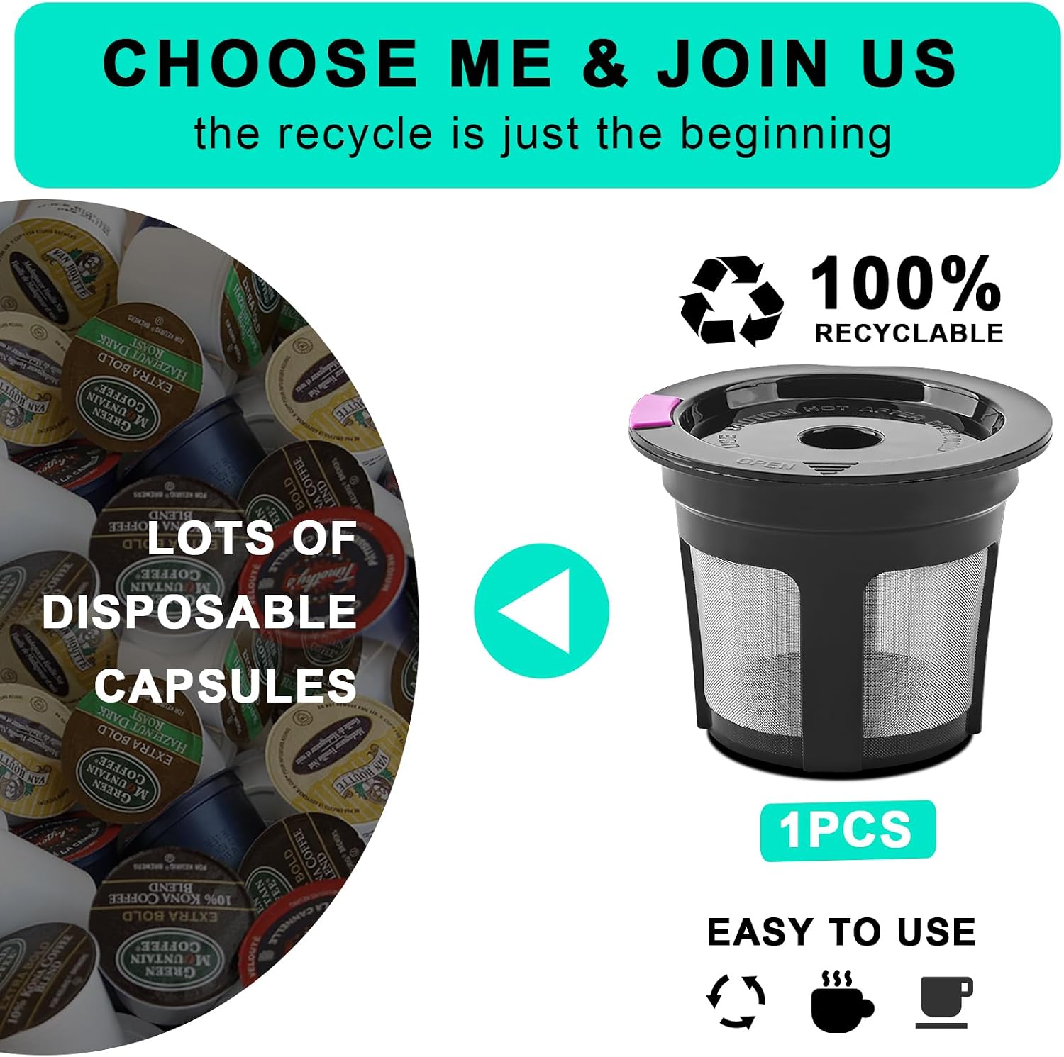 Reusable K Cups, 4 Pack Reusable Coffee Pods with Coffee Spoon, Refillable K Cups Coffee Filters with Food Grade