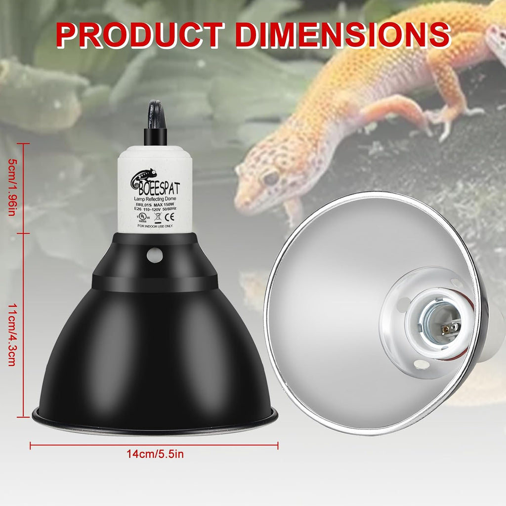 Reptile Lamp Bulb Fixture 5.5 Inch Deep Dome with Switch - Ideal for 60W/75W/100W/150W Heat Lamp Bulbs, Compatible