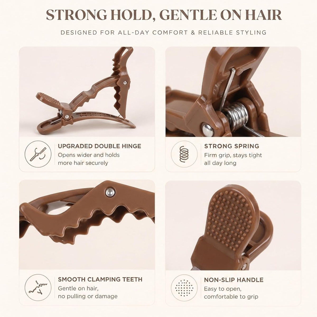 Double-Hinged Hair Clips for Styling & Sectioning, 20 Pack