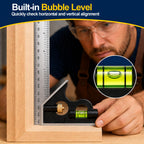 Combination Square 6 Inch, Adjustable Combo Square with Bubble Level