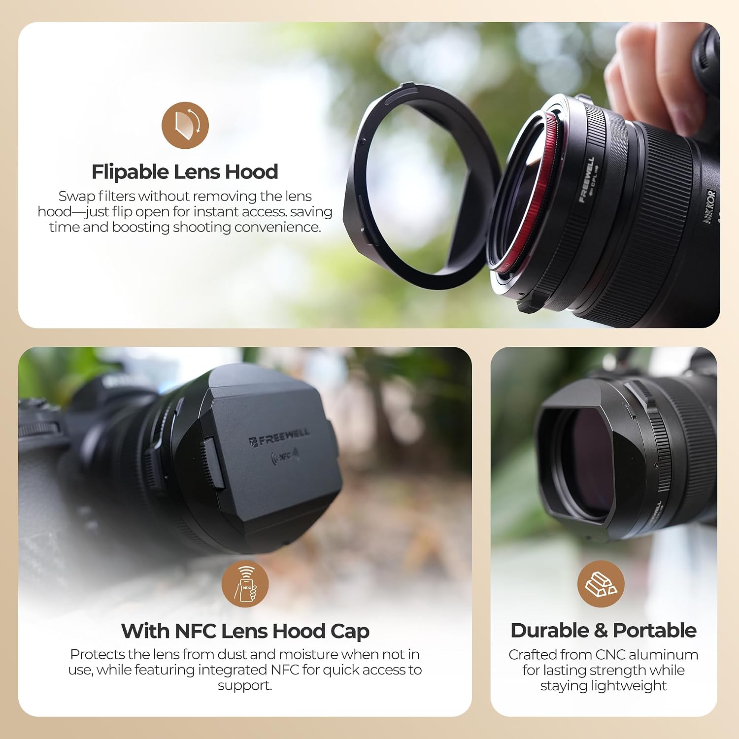 The Real Lens Hood – CPL/Mist Filter, Quick Flip, Touchless Adjustment for Nikon NIKKOR Z 40mm f/2 (Black)
