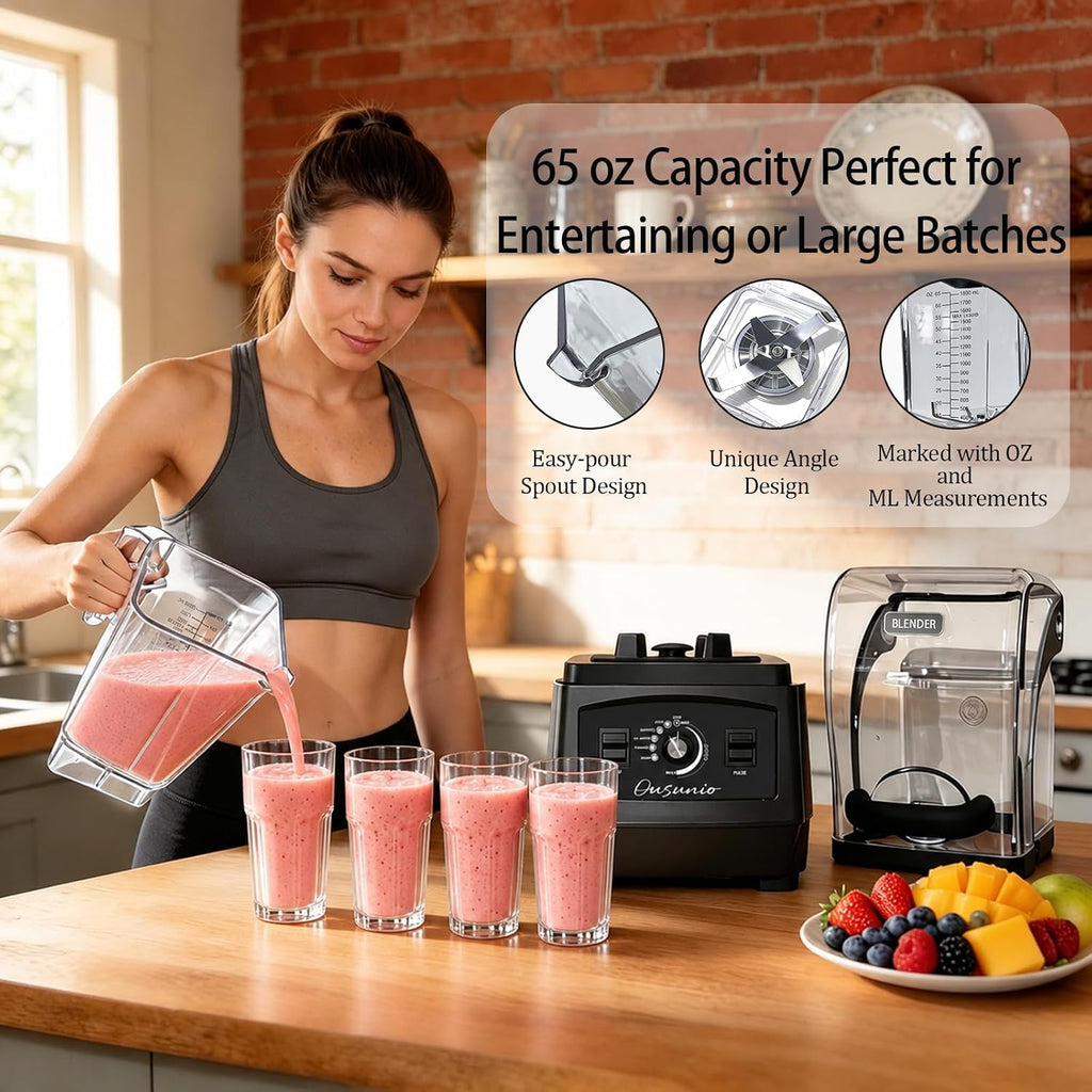 Commercial Blenders for Smoothies with 5 Preset Programs 2200W, 64oz
