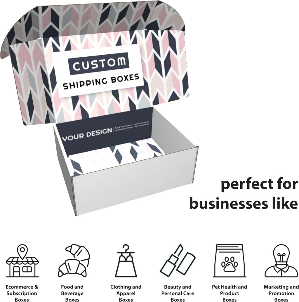 Custom Shipping Boxes (25 Pack) - Branded Mailer Boxes with Logo Print for Small Business and Subscription (Inside