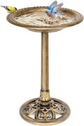 Bird Bath for Outside, Polyresin, Pedestal, Antique Copper