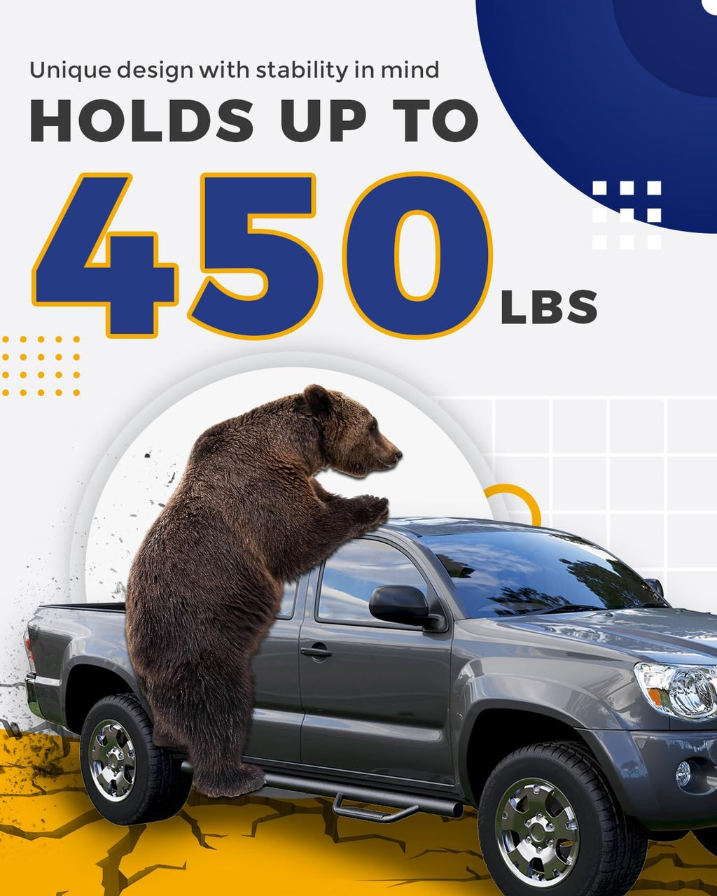 ECOTRIC Running Boards Compatible with 2005-2023 Toyota Tacoma Double Cab with 4 Full Size Nerf Bars Door Dropped Side Steps Hoop (Matte Black)