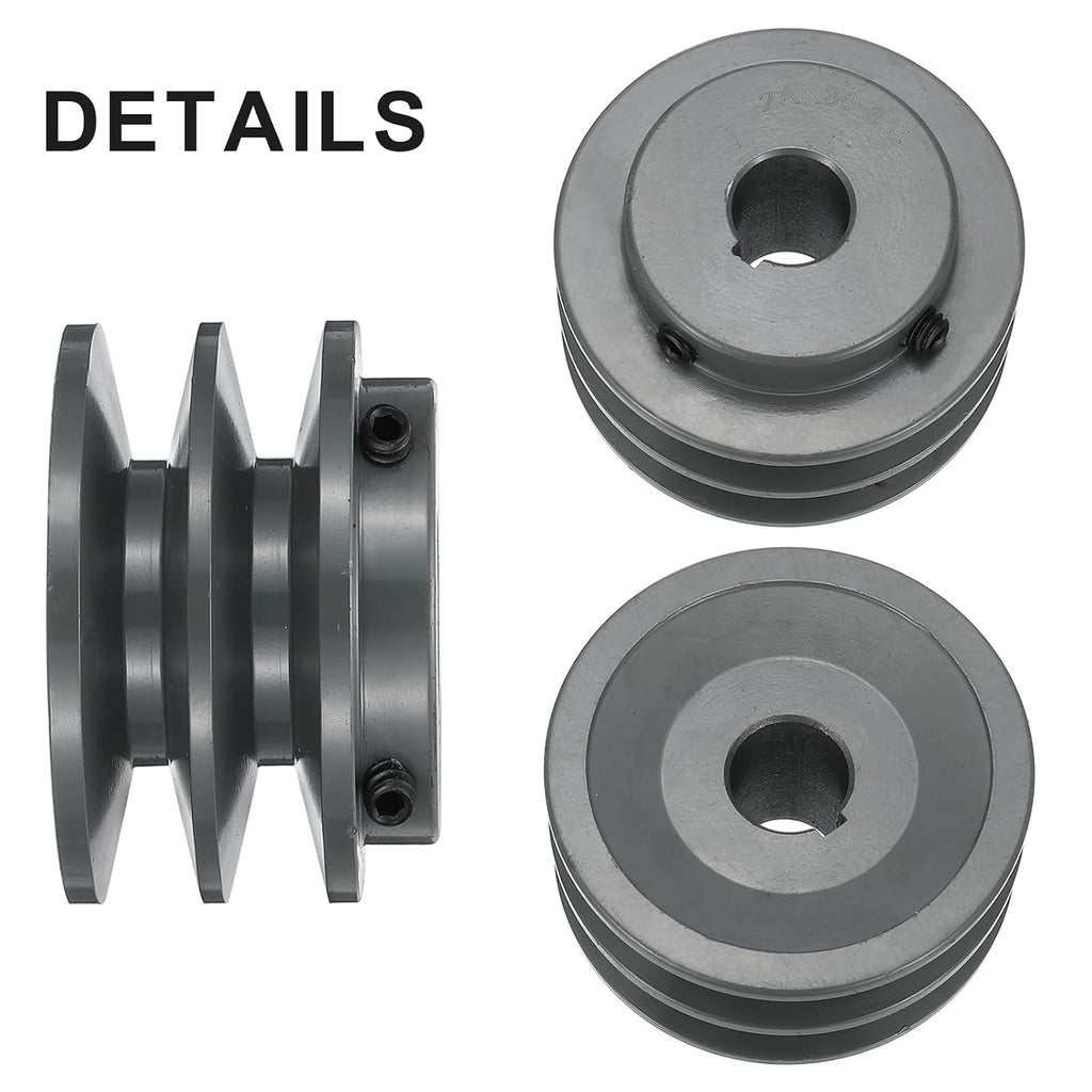 uxcell 2AK30-3/4 V-Belt Sheave 3/4" Bore, 3.05" OD Double Groove Web Sheave
