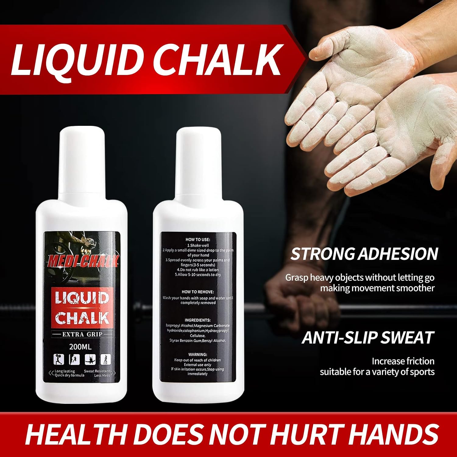 Liquid Chalk, Sports Chalk, Hand Grip Chalk,Weightlifting Chalk,Gym Chalk,Work Out Chalk for Cross Training