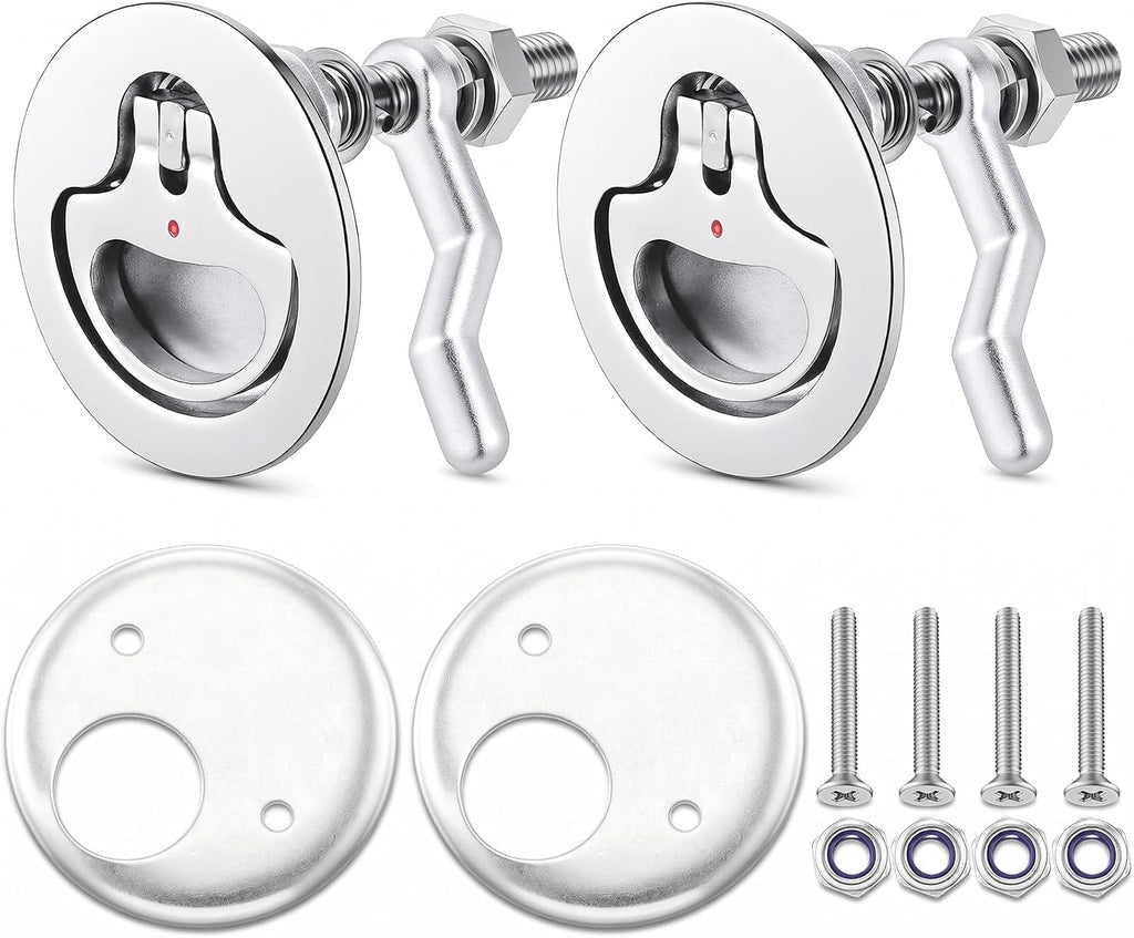 Boat Cam Latch, Marine 316 Stainless Steel Boat Hatch Latch, Flush Hatch Pull with Back Plate & Adjustable Cam, Flush Mount Marine Hardware for Ships, Yacht, Deck, RVs