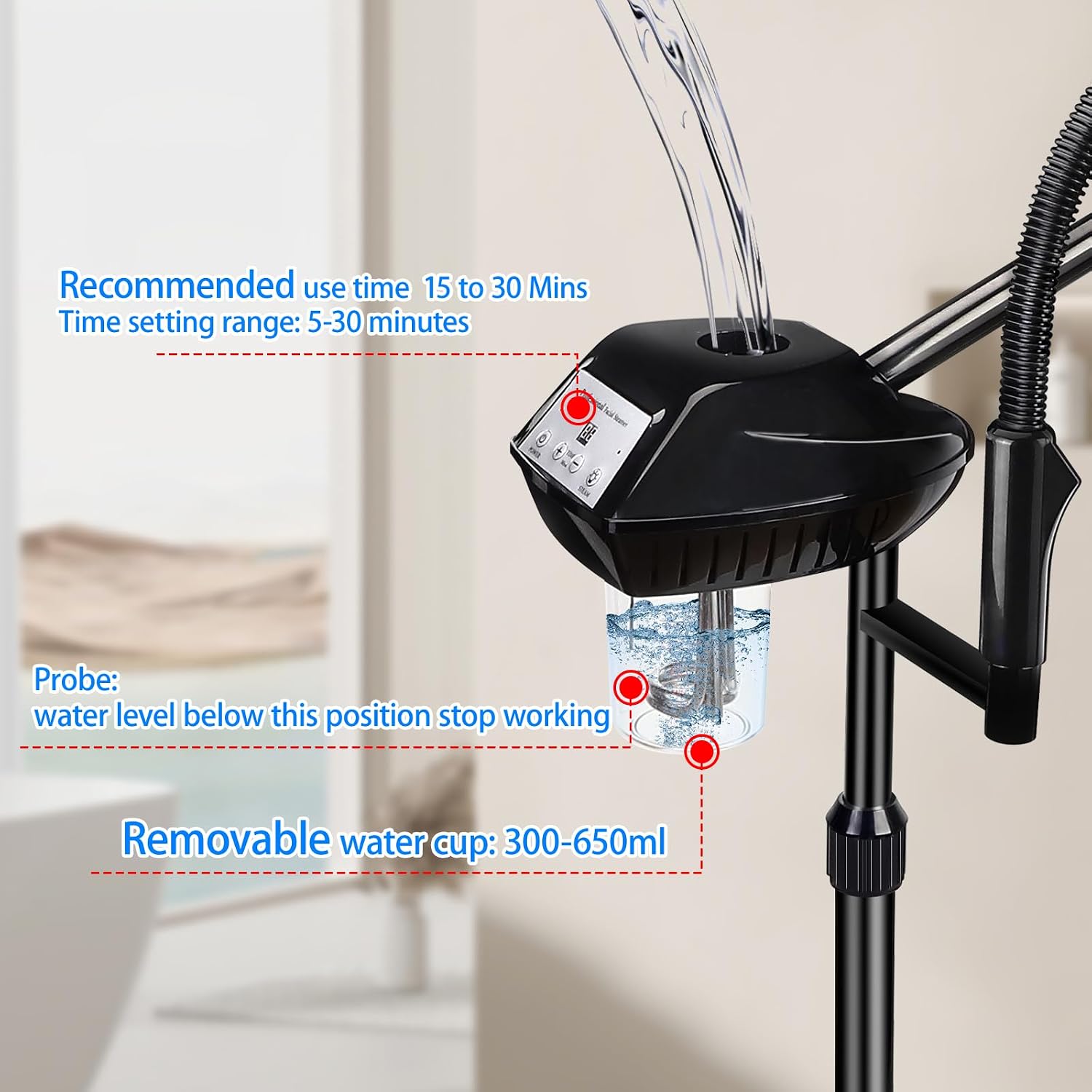 Professional Facial Steamer with 5X Magnifying Lamp, More Steam | Deep Cleansing and Hydration, Ozone Face Steamer on