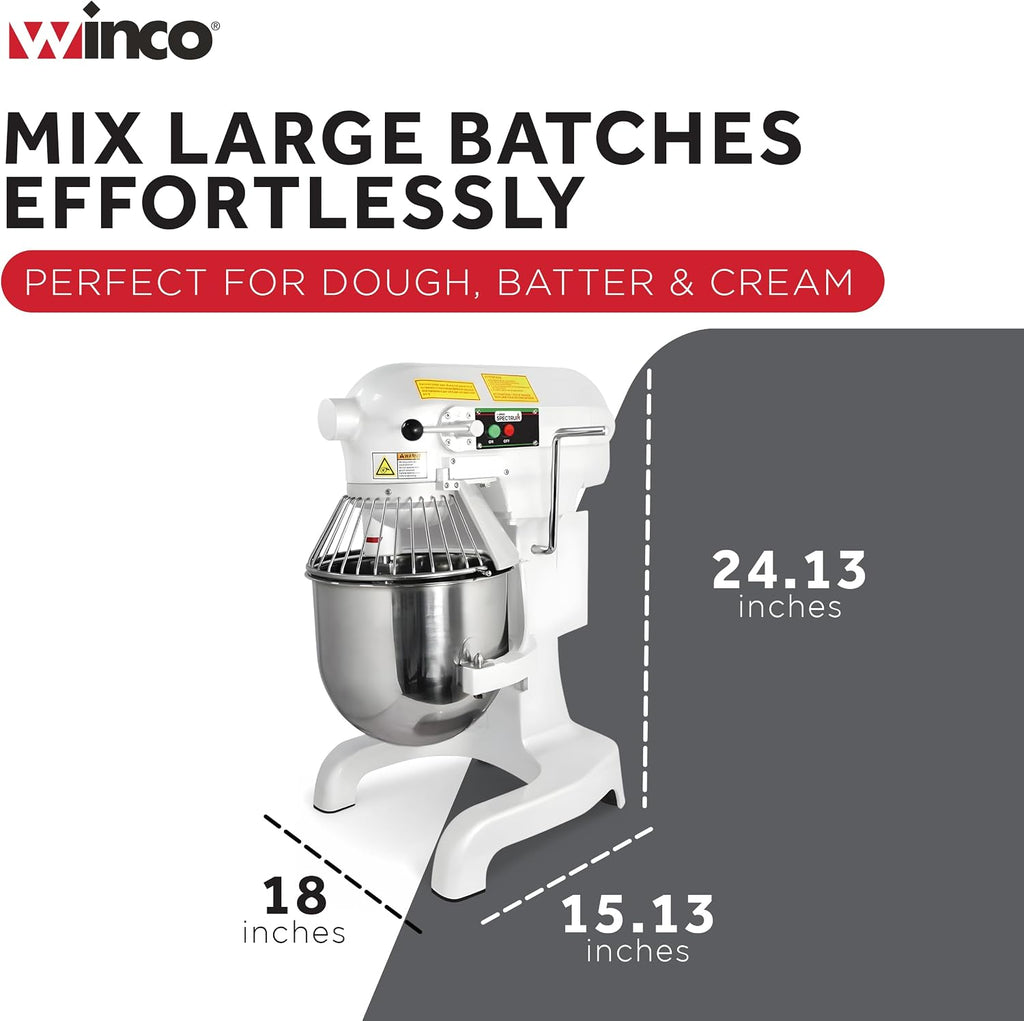 10 L White Commercial-Grade Planetary Mixer