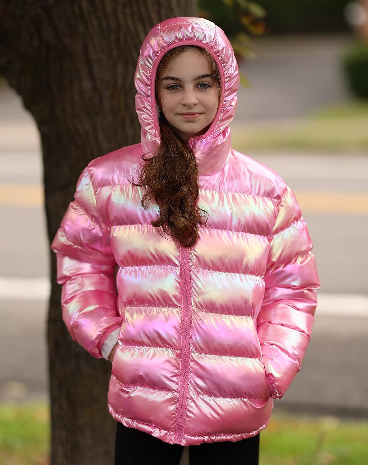 4-12 Years Girls Hooded Puffer Jacket Warmth Padded Winter Coat | Metallic Shine Fabric, Warm Fleece Lining, Durable