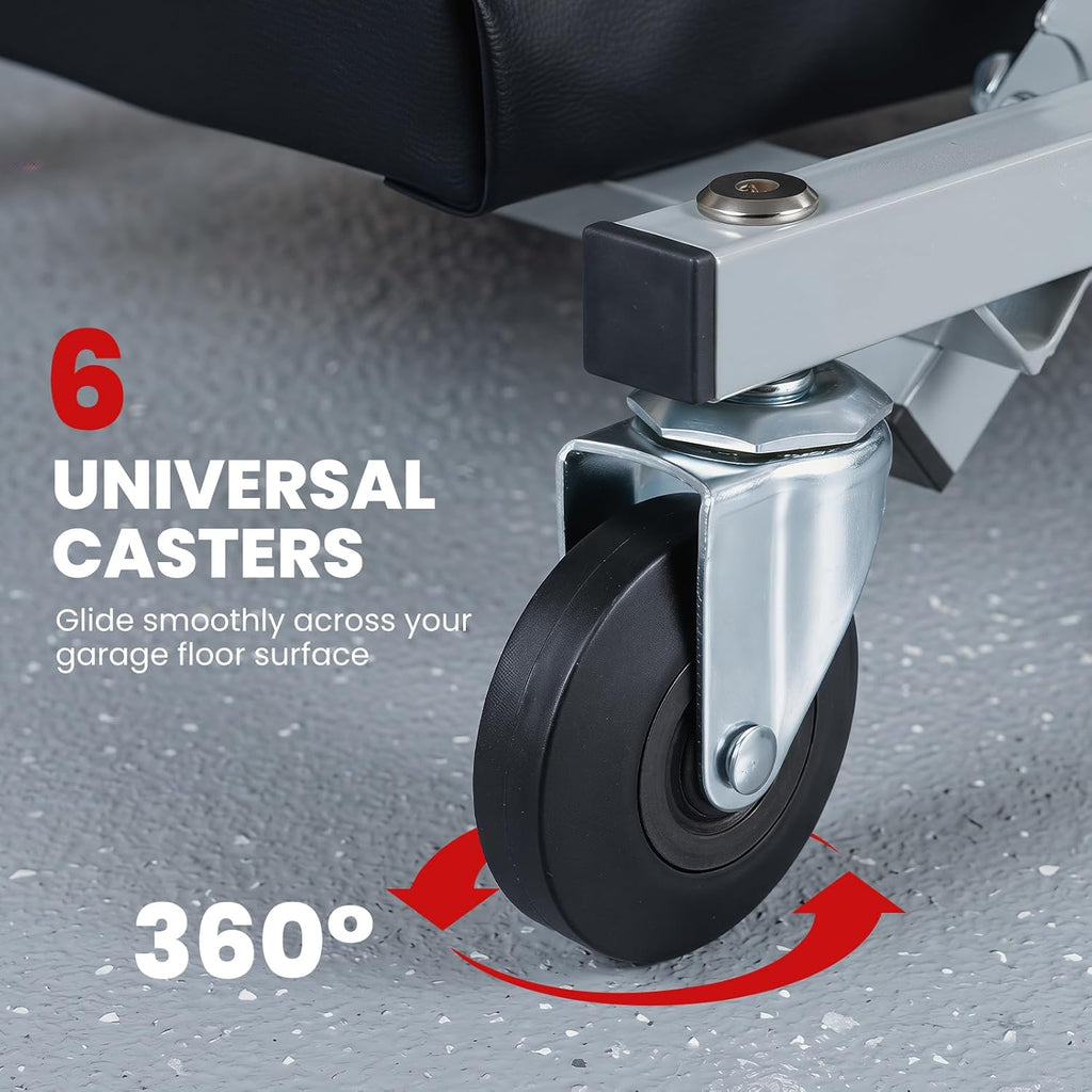 36" Folding Z Mechanic Creeper, 6 Swivel Wheels, 330 LBS Capacity