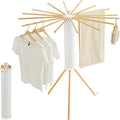 Clothes Drying Rack, Clothing Stand, Foldable Laundry Drying Rack | Portable clothes rack with wooden rods, plastic