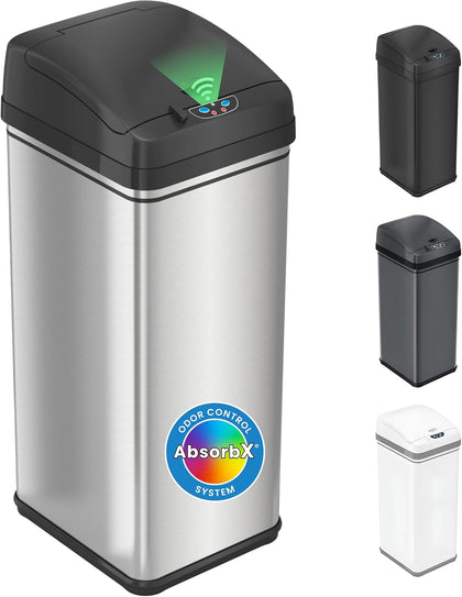 13 Gallon Sensor Trash Can with Lid, Pet Lock & Odor Filter, Patented Automatic 50L Stainless Steel Kitchen Garbage