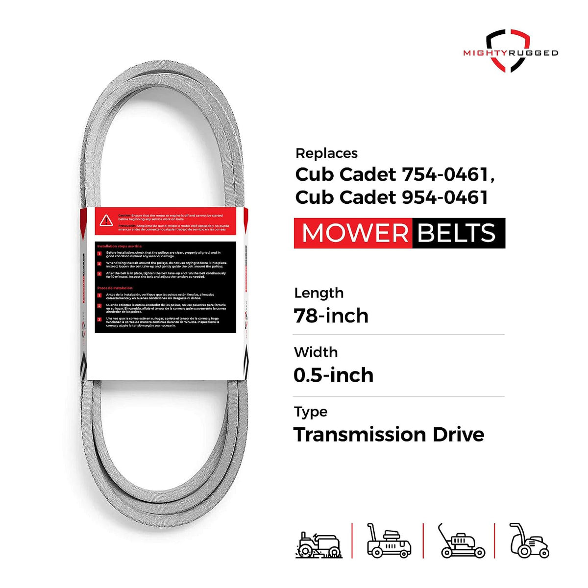 MightyRugged 754-0461 Cub Cadet LT1045 LT1050 GT1554 Drive Belt Replacement