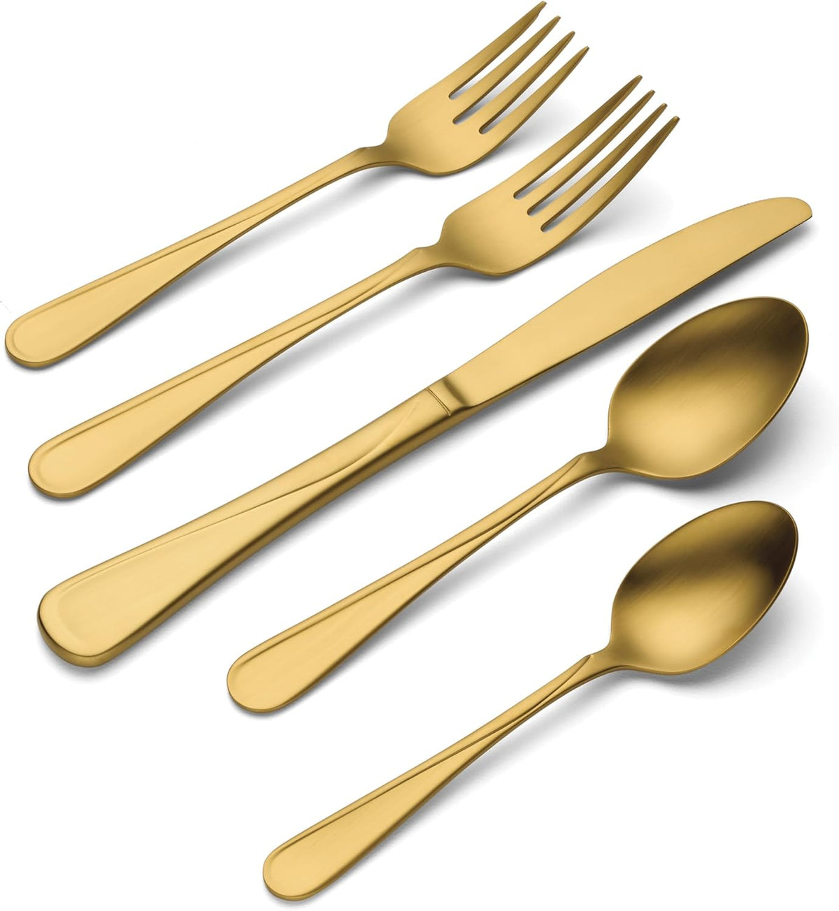 Flatware Flight Gold Satin 18/0 Silverware Set for 4, (20-Piece)