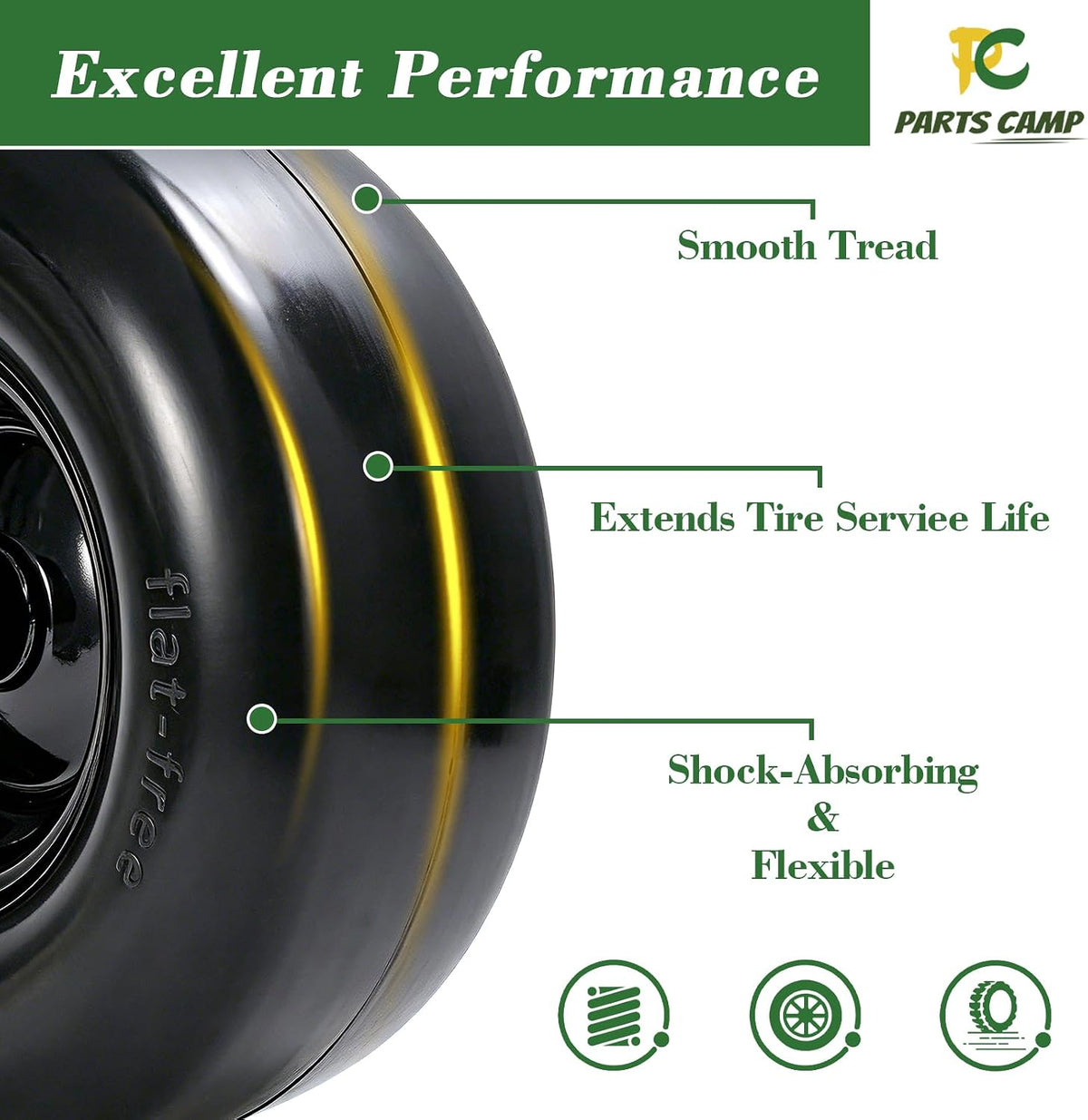 13x5.00-6 Tires Flat Free Tire and Wheel for Exmark Toro 2-Pack | 13x5x6 Lawn Mower Tires Replacement for Zero Turn