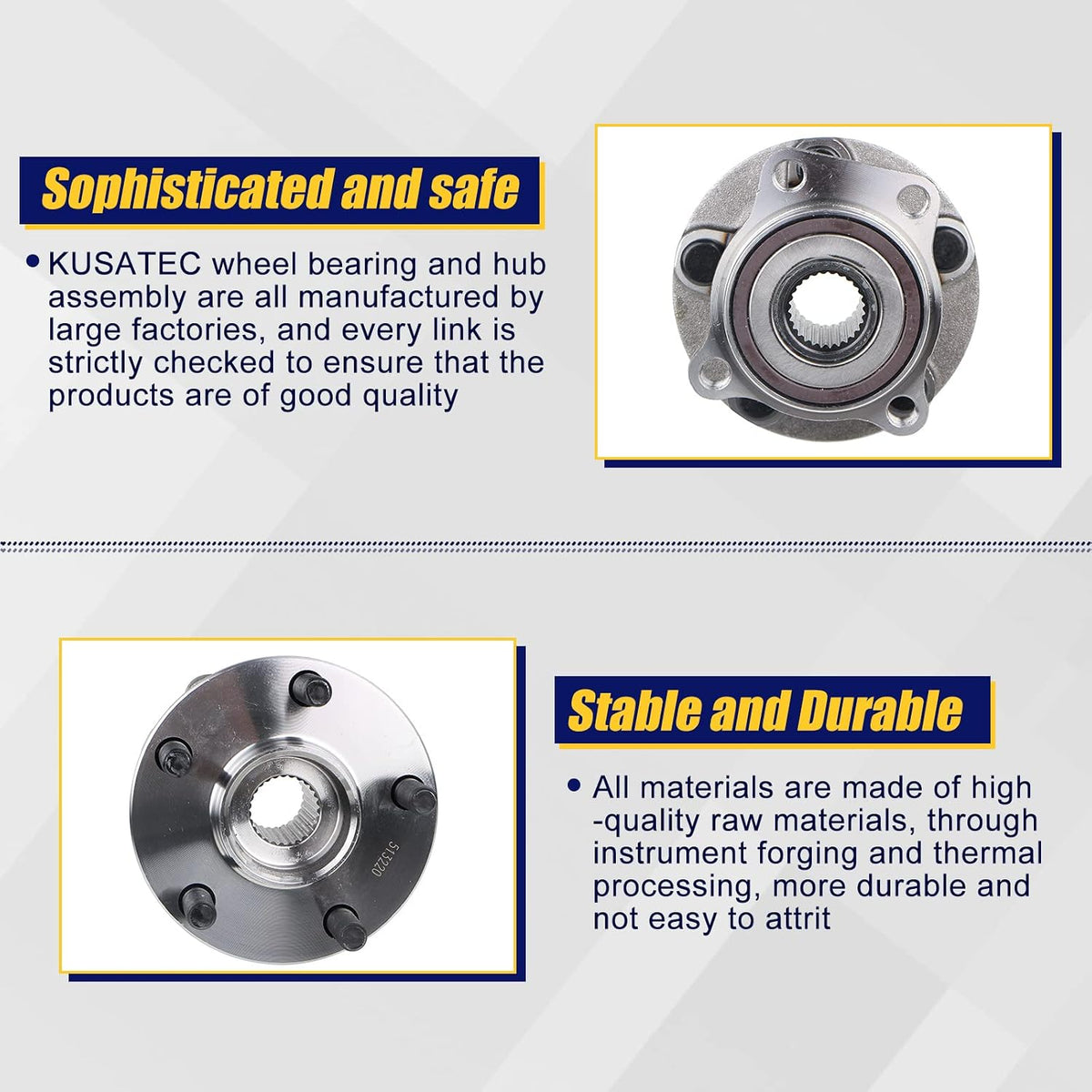 KUSATEC 513220 Front Wheel Bearing and Hub Assembly