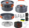 18-Piece Large Capacity Camping Cookware Set Aluminum Mess Kit | 2.8L main cooking pot 1.6L hot-water kettle 1.3L