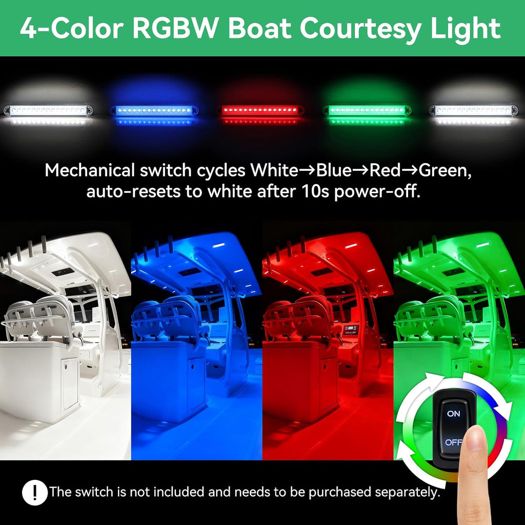RGBW Boat LED Courtesy Light 12V 4PCS, 8 Inches