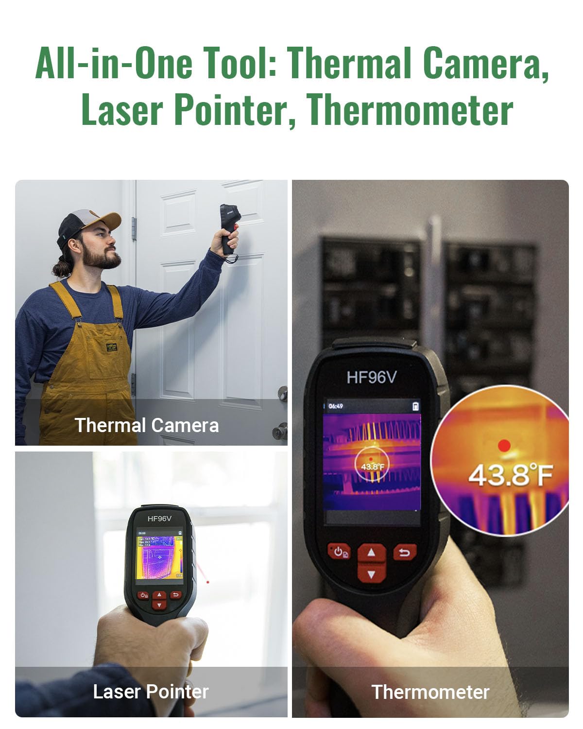 HF96V Thermal Camera with Visual Camera & Laser Pointer, Intelligent Scene Detection, 240 * 240 Super Resolution