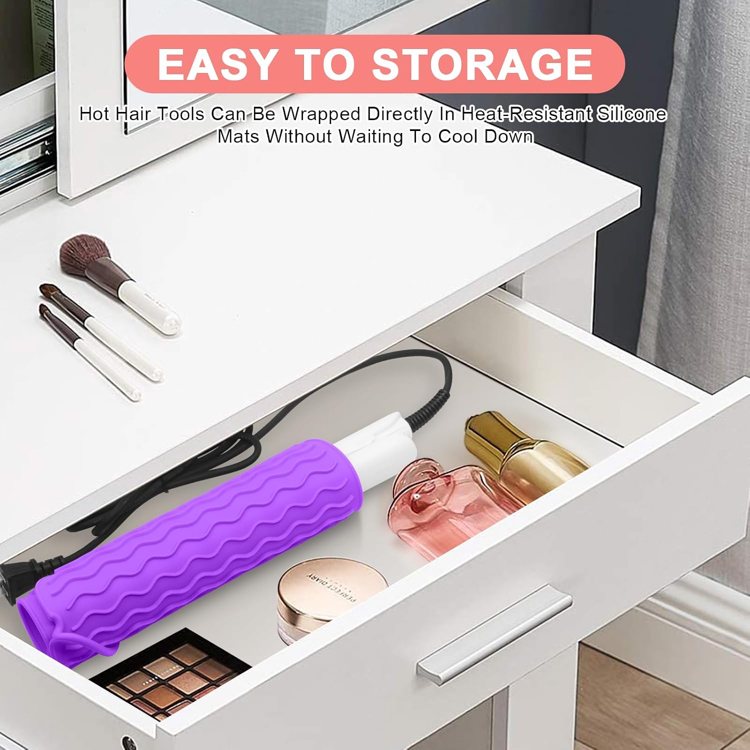 Plus Size Silicone Heat Resistant Mat, Portable Travel Hot Tools Pad Cover for Curling Iron, Flat Iron, Hair