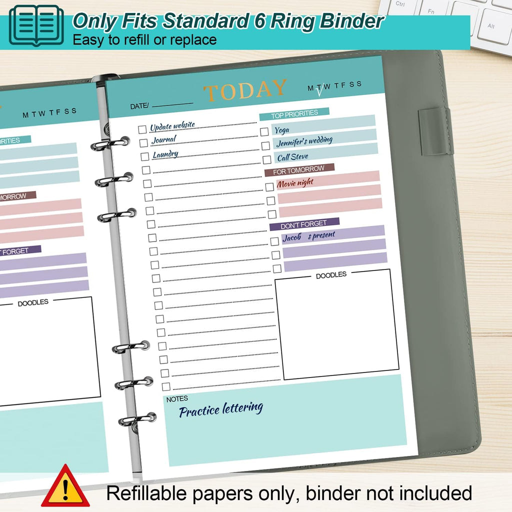 A5 Refill Paper Planner Inserts, 3 Pack 6 Holes Loose Leaf Refill Paper, 300 Pages Budget Planner Binder Inserts