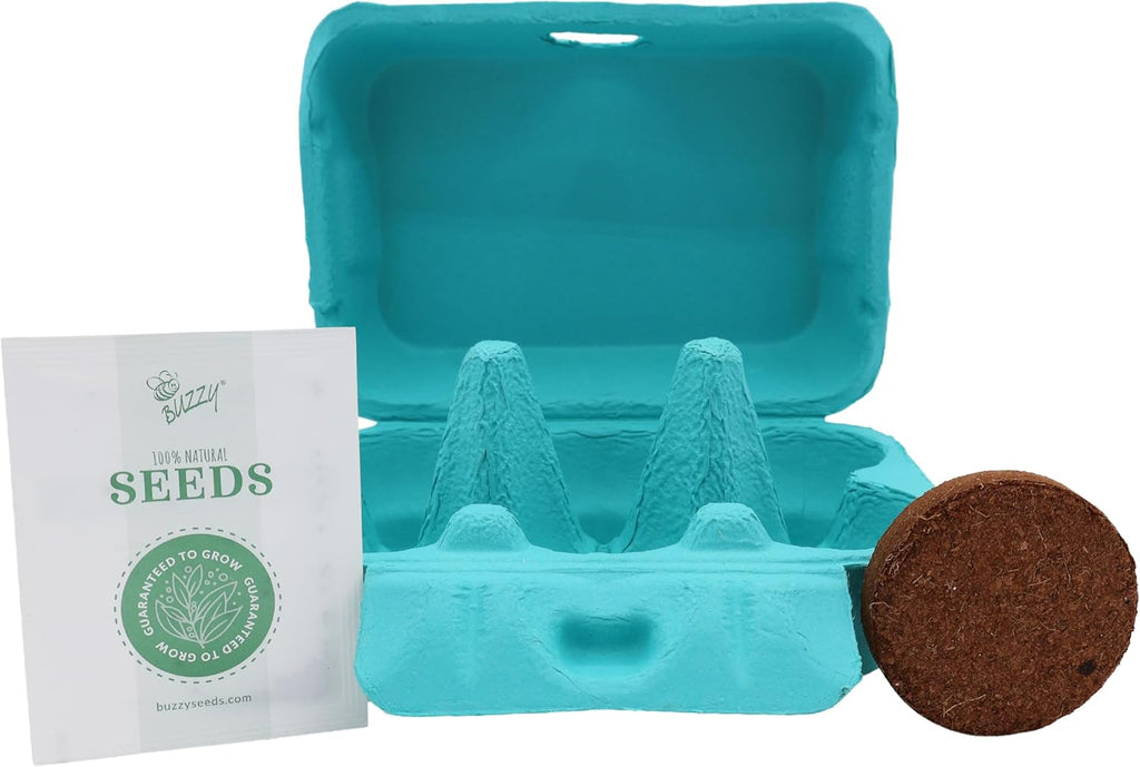 Seeds Flower Starter Kit 2-Pack - Egg Carton Eco-Friendly Pots - Complete Indoor Gardening Kit with Seeds, Coconut