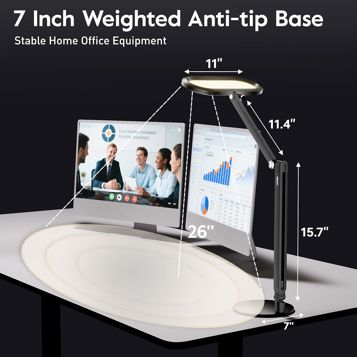 Premium LED Desk Lamp, Dual-Sided Soft Lighting with Knob Remote | Eye-Caring Diffused Light for Home Office, Video