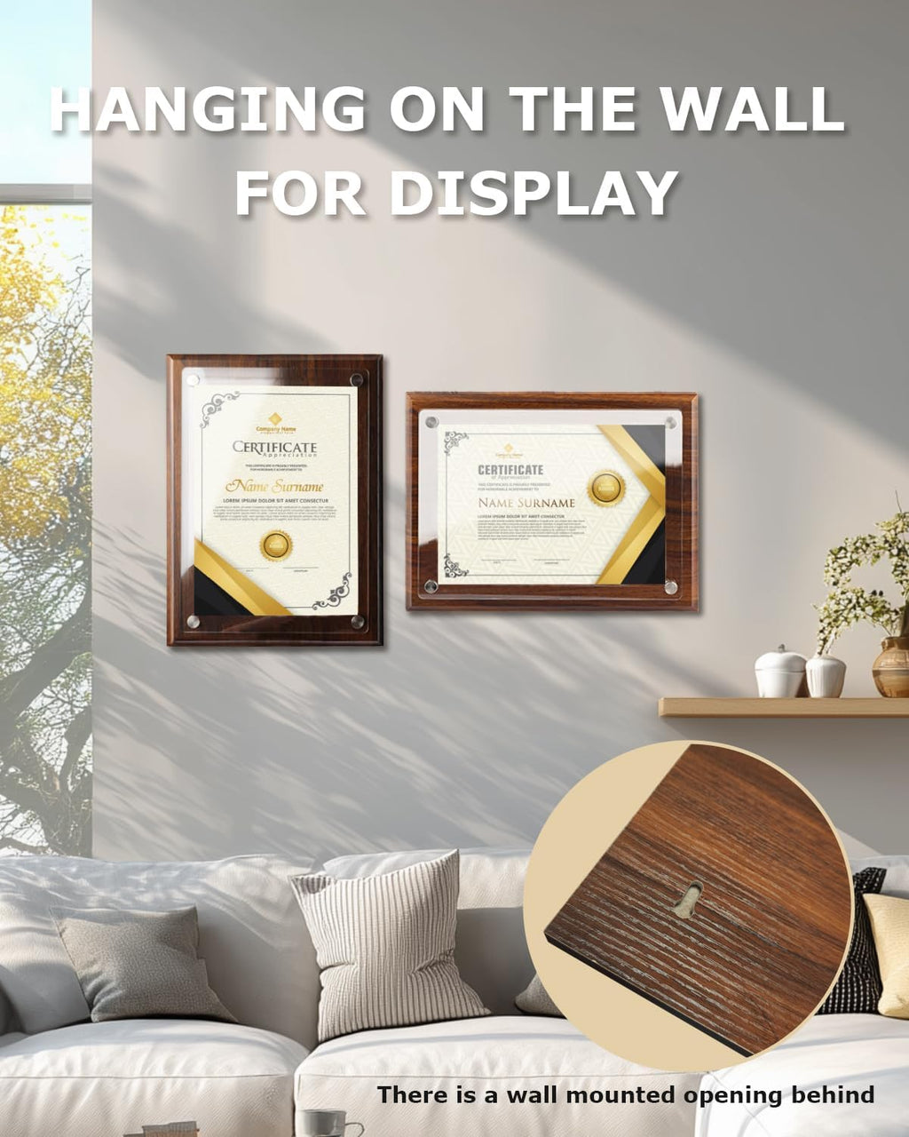 14.88x11.22"Certificate Display Plaque,Wood Certificate Frame Holder | Wood Plaque, Employee Appreciation Plaques