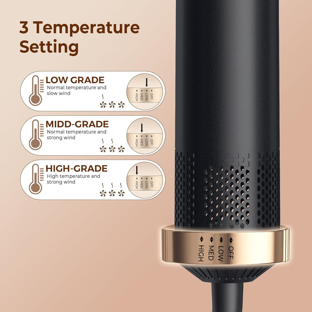 5 in 1 Blow Dryer Brush Set, Detachable Hot Air Styler & Hair Dryer Brush for Women, Negative Ion Blowout Brush with